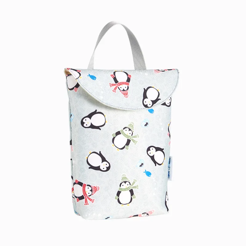 Penguin Многофункциональная Детская сумка для хранения подгузников Многоразовые водонепроницаемые Модные Печатные влажные сухие mommy дорожная Портативная сумка - Цвет: Penguin