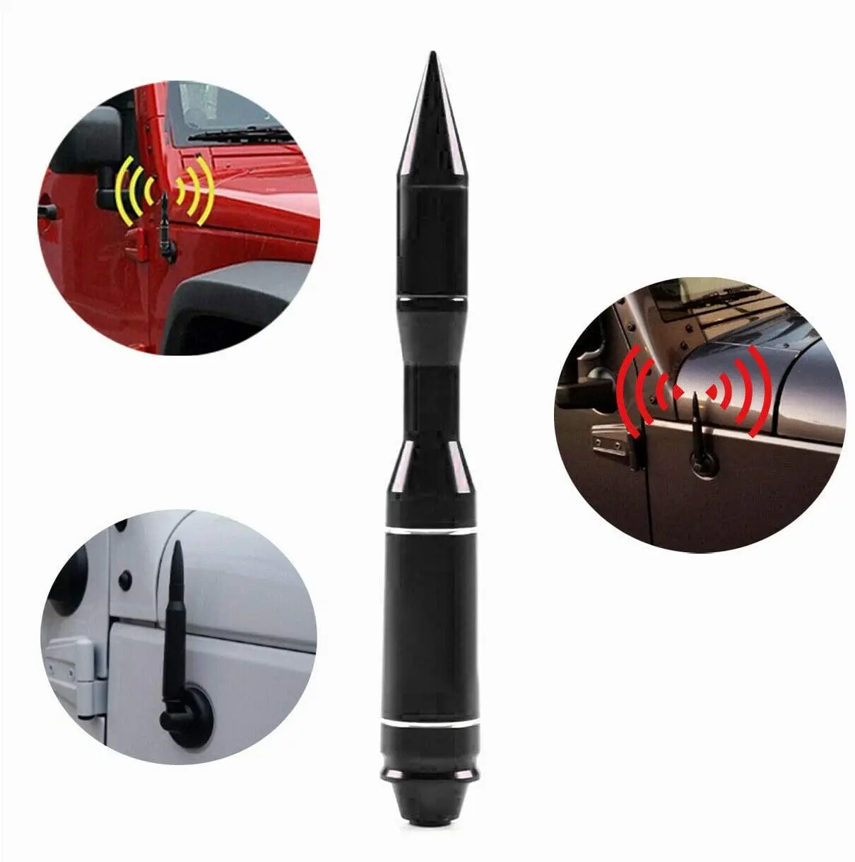 

5.7 inches Bullet Style Stubby Auto Antenna Mast Car Radio Aerial Black Replacement Fit Jeep Wrangler JK JL TJ 1997-2019