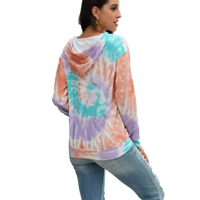 

2020 Autumn Harajuku Hoodies Women Long Sleeve Hooded Tie Dye Print Casual Sweatshirt Winter Clothes Y0740A