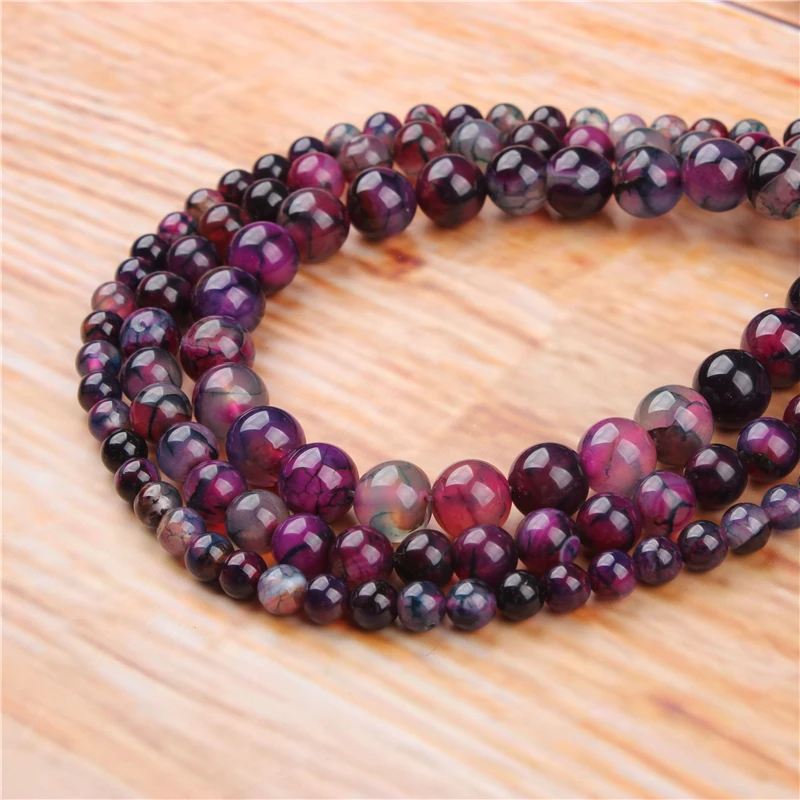 

4/6/8/10/12mm Purple Dragon Agate Natural Stone Beads Loose Stone Round Beads For DIY Jewelry Bracelet Necklace Make