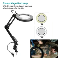 clamp mount led tattoo magnifier lamp beauty nail salon 5x magnifying glass lamp eyeliner manicure tattoo desk table light new