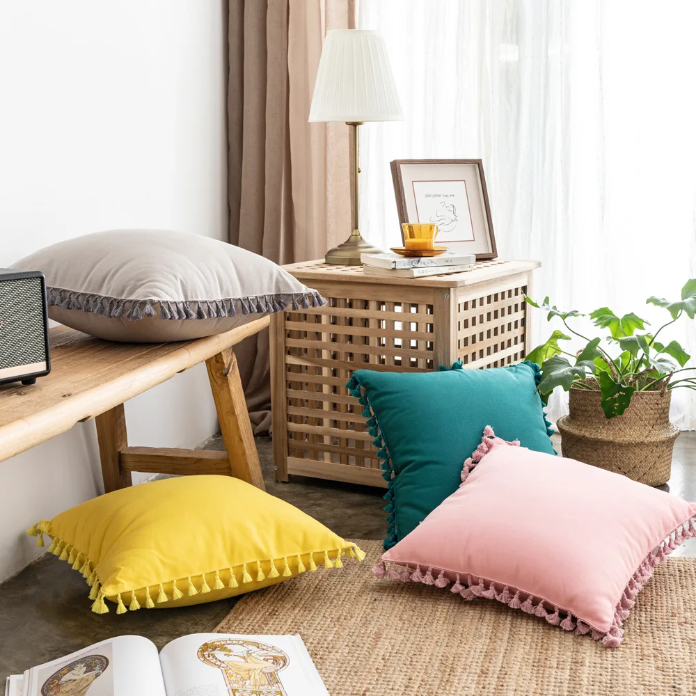 

45x45cm Solid color Sofa Pillowcase Pink Cushion Cover Throw Pillow Case Home Sofa Bed Chair Decoration 17.72x 17.72inch