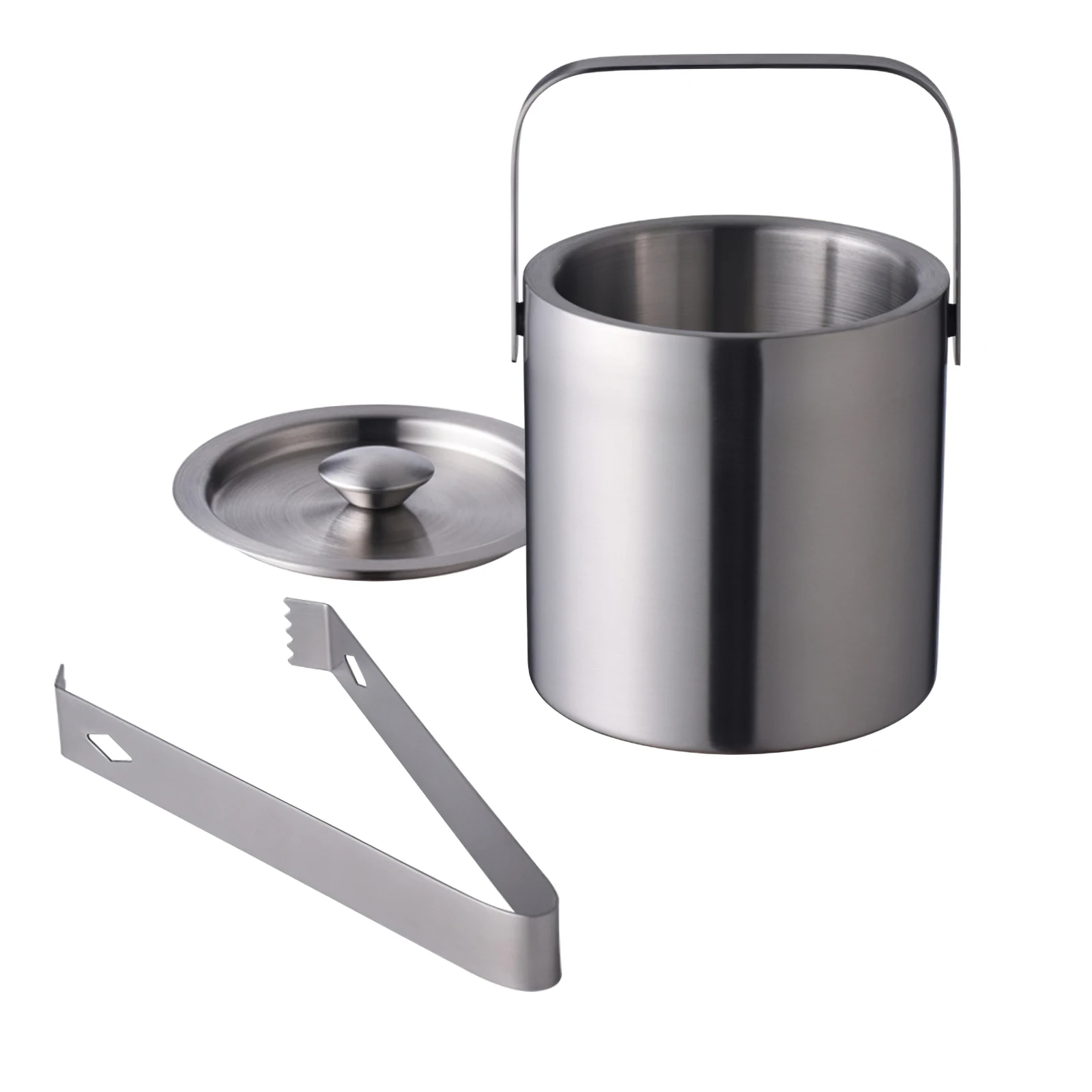 

1.3L Large Capacity Ice Barrel Stainless Steel Cylinder Ice Bucket Double Thicken Layers Heat Insulation Water Bucket Portable