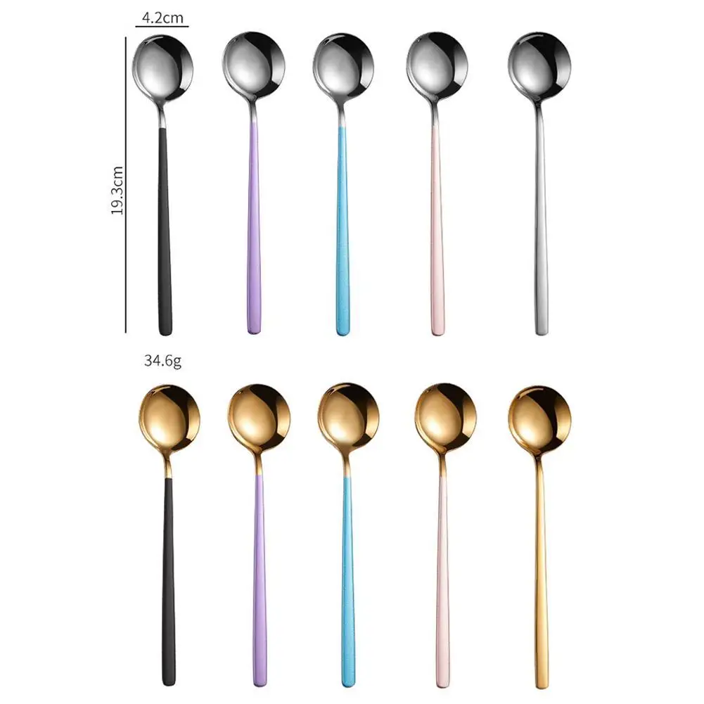 

Korean Steel Spoon Multi-color Bibimbap Round Dessert Spoon Steel Material About 19.5 * 4.4cm