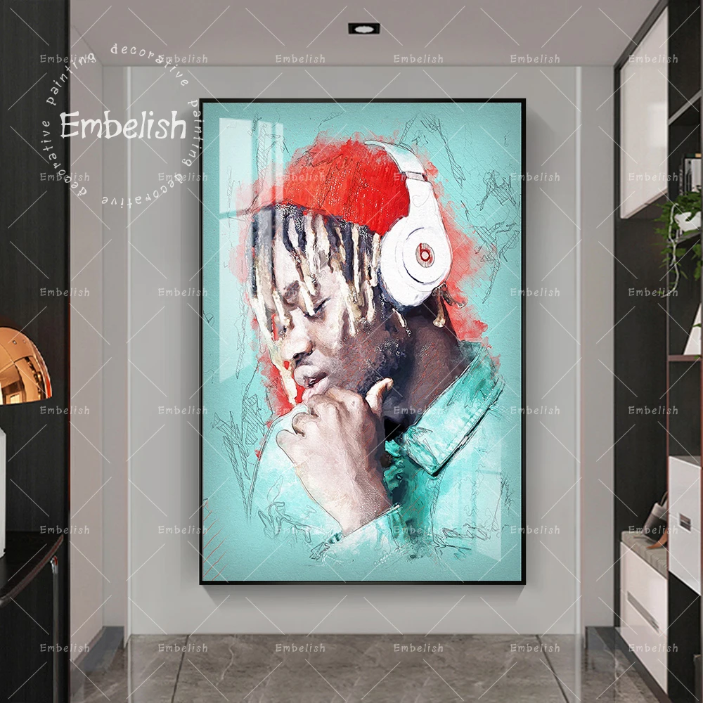 

1 Pieces Watercolor Man Listing To Music Street Artworks Graffiti Wall Picture For Living Room Modern Home Decor Canvas Painting