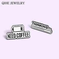 coffee power thinking progress bar soft enamel pins needing coffee to stay alive brooch badges pin wholesale gift for women men