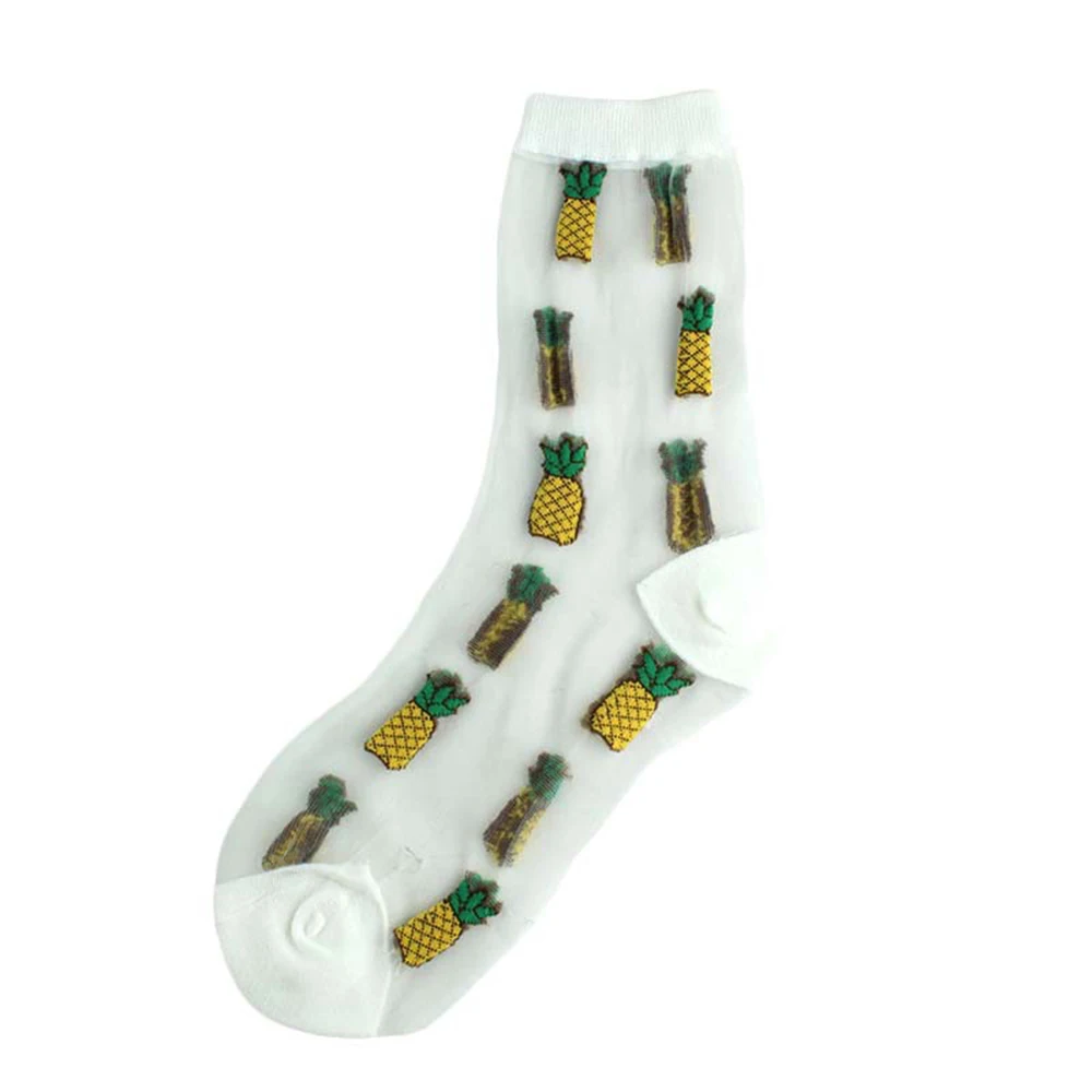 

Thin Transparent Funny Socks Women Fruit Avocado Watermelon Pineapple Creative Design Glass Lace