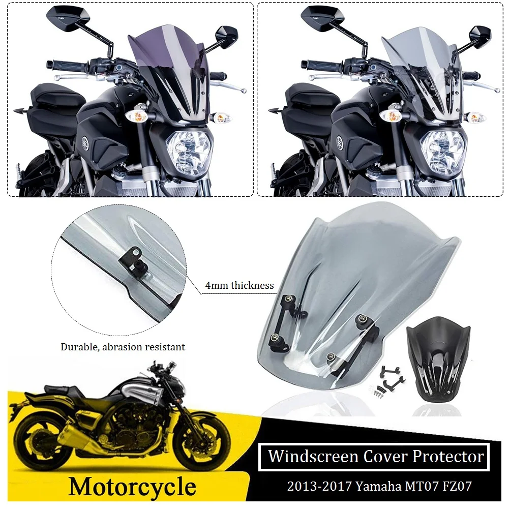 Лобовое стекло мотоцикла w/Монтажный кронштейн для 2013 Yamaha MT07 FZ07 MT FZ 07 Flyscreen ветровой экран