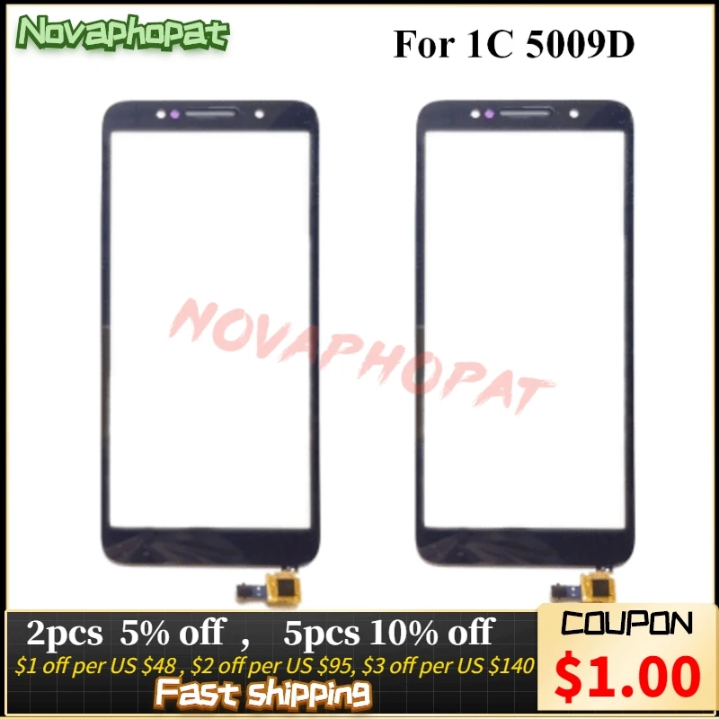 Novaphopat 5 3 дюймовый черный Сенсорный экран для Alcatel 1C 5009D 5009 сенсорный дигитайзер