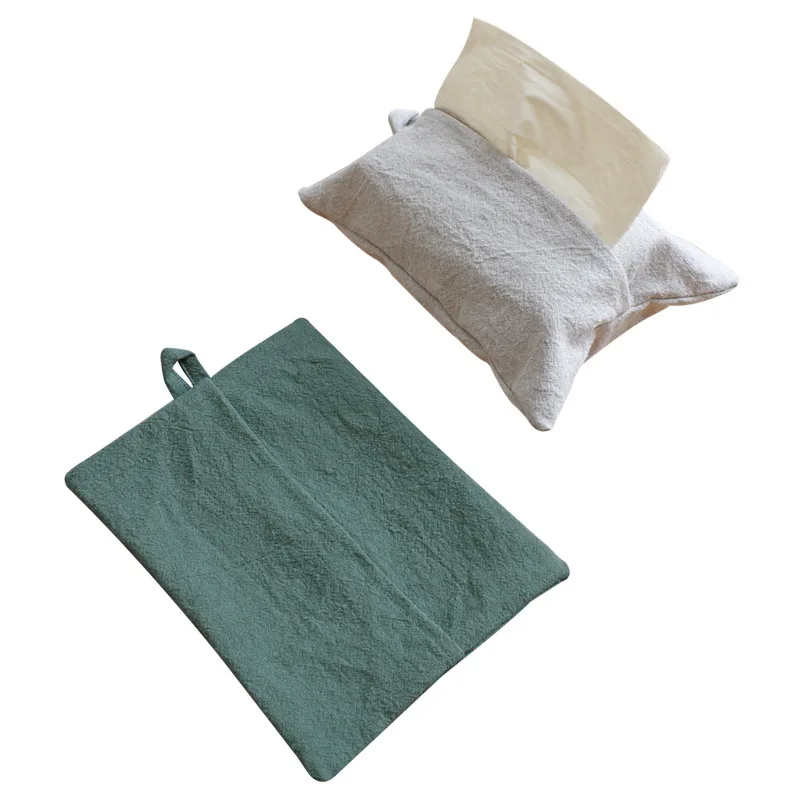 

3pcs Japanese-Style Cotton and Linen Tissue Cover Paper Towel Hanging Bag Simple Washing Process Car Tissue Bag Tissue Box