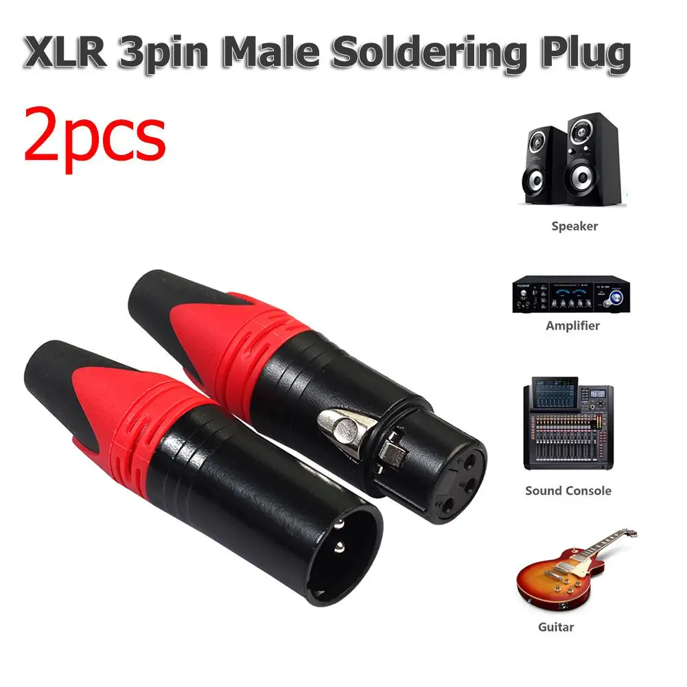

2pcs 3Pin XLR Connector Microphone Plug Male Female Adapter MIC Wire Connector DIY Headphone Connector Power Amplifier Audio