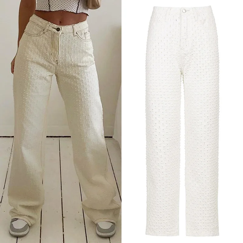 

IAMSURE Loose Ripped Jeans For Women Cool Oversize Low Waisted Wid Leg Pants 2021 New Fashion Spring Autumn Trousers Streetwear