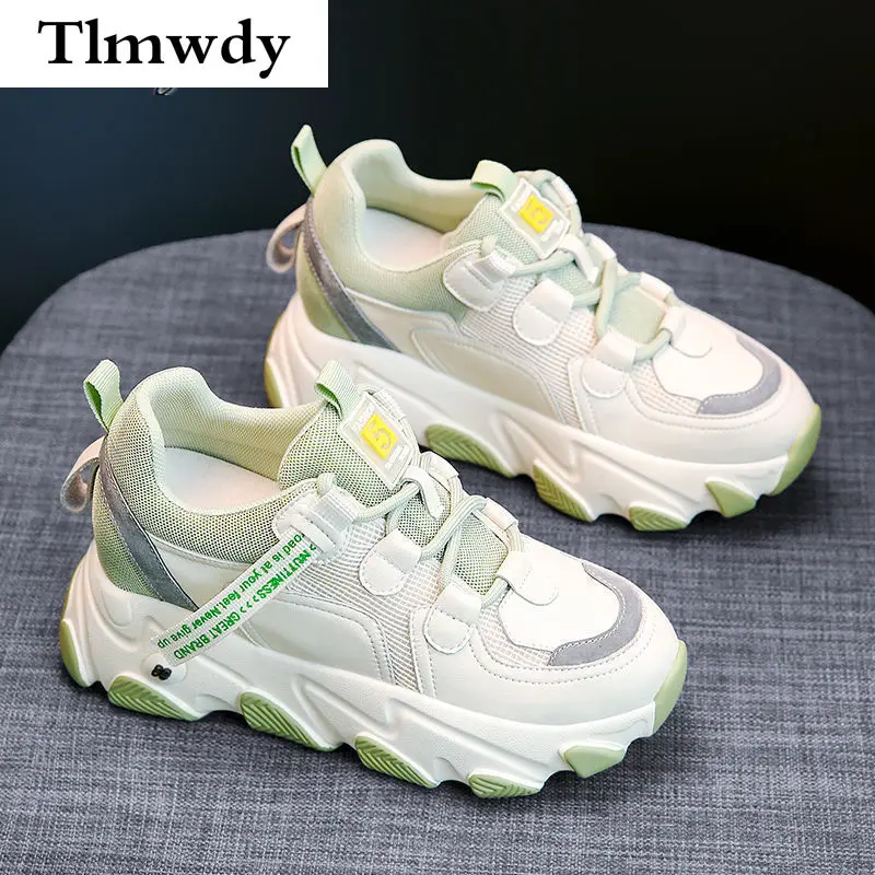 

Женские кроссовки на платформе, однотонные повседневные прогулочные кеды, на вулканизированной подошве, 2021