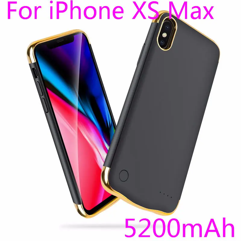 Для iPhone X XS зарядный чехол Капа тонкий обшивка противоударный чехол для зарядного устройства для iPhone XR XS Max перезаряжаемый внешний аккумулятор - Цвет: IXS Max-Black