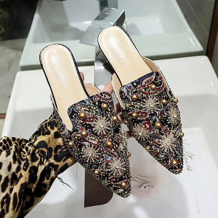 

AARDIMI Women's Wrap Toe Mules Fashion Slippers for Ladies Summer Hemp Breathable Slides Flat With Shoes Woman Rubber Footwear