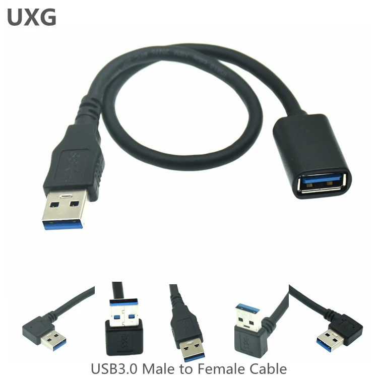 

5Gbps USB 3.0 A Male to Female 90 Angled Extension Adaptor cable USB3.0 male to female right/left/down/up Black cable cord 30cm