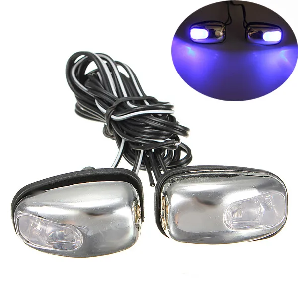 Новый 2x хромированный синий светодиодный светильник Форсунка для омывателя