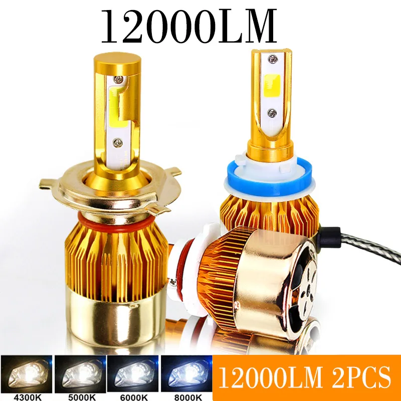 Ztzpie C6 12V 3000K 4300K 5000K 6000K 8000K 120000LM H1 H3 H8 H7 9006 9005 9007 H13 H11 автомобильных фар супер яркий H4 светодиодные лампы - Испускаемый цвет: 12000LM