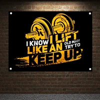 i know i lift like an old man tryto keep up motivational workout posters wall chart exercise banners flags wall art gym decor