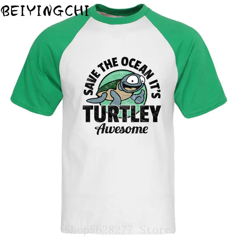 Винтажная удивительная футболка с надписью Save The Ocean It's Turtley Мужская Необычная
