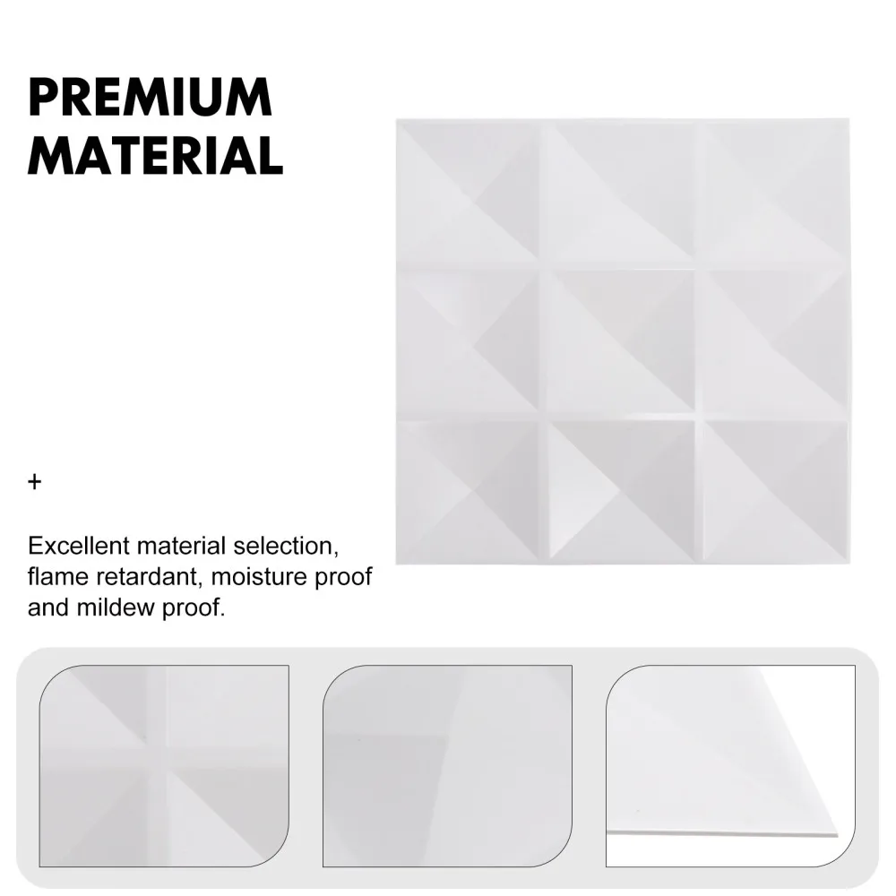 

12pcs PVC Wall Panel Three-dimensional Boards Sound Insulation Boards (White)