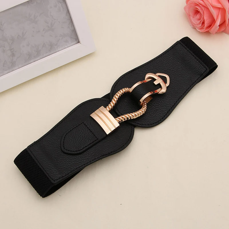 Женское платье с поясом простой эластичный пояс золотыми пряжками широкий