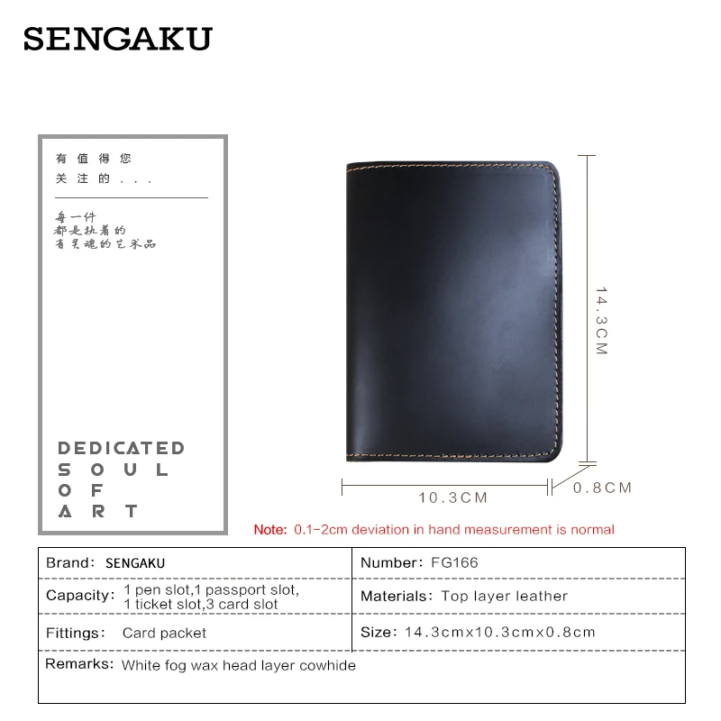 Handmade Genuine Leather Passport Wallet Travel Air Ticket Slot ID Card Pocket Coin Purse Pen Case Cover Portable Card Wallet