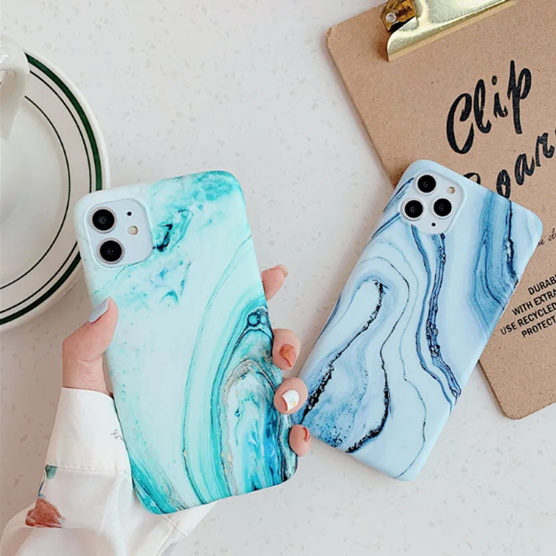 

Phone Case For iPhone 12 mini 11 Pro Max Ink Style Marble Pattern Soft Back Shell Cover For iPhone XR Xs Max 6 6S 7 8 Plus Case