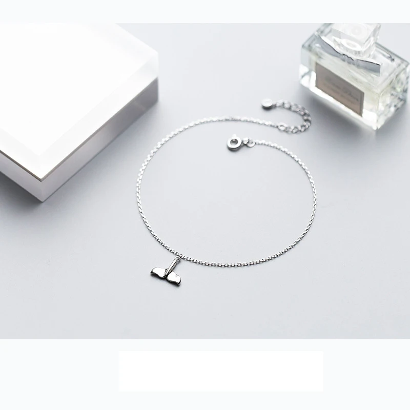 Trusta 100% 925 цельное Настоящее серебро хвост русалки 21 см милые ножные браслеты для