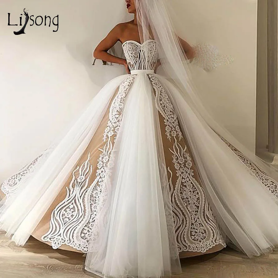 Elegant Pretty Lace Wedding Dresses 2019 Appliques Puffy Ball Gowns Off The Shoulder Bridal Vestido De Noiva | Свадьбы и торжества