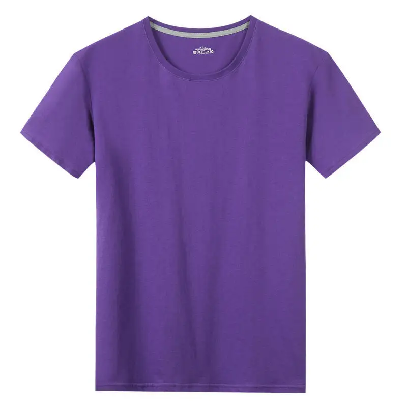Purple Японские футболки футболка для мужчин и женщин хлопок Летние Короткие однотонные Мужские Женские базовые футболки простые с круглым вырезом размера плюс 5xl - Цвет: Purple