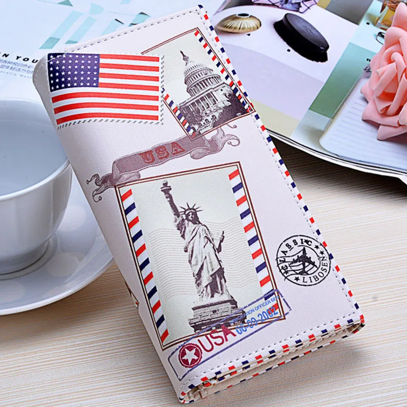 Новинка 2020 Женский кошелек с флагом США клатч для телефона денег Статуя Свободы