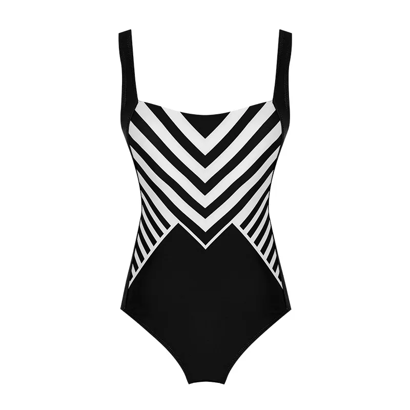 

Women's One Piece Striped Print Swimsuit Vintage Woman Swimwear Bather Bathing Suit Swim Beach Monokini Push Up Bodysuit
