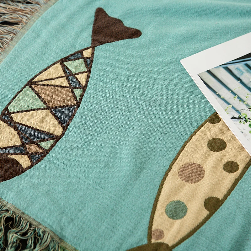 melhor Sondeson Moda 100% Algodão Flounder Borla Cobertor Folha Colcha Sofá Pele-friendly Toalha Colcha Lance Cobertor Para Sofá Cama