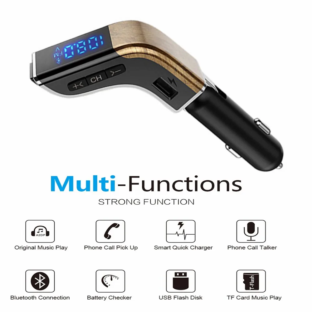 

FM Transmitter Bluetooth Car Kit MP3 Player LED Dual USB 3.1A Car Fast Charger Voltage Display Micro SD TF Music U disk Playing