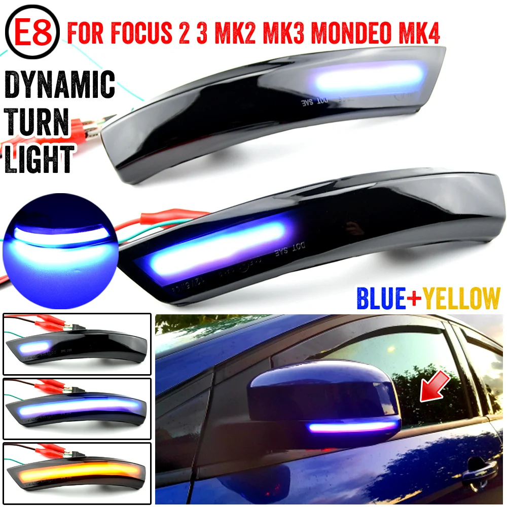 

2pcs Flowing Turn Signal Light LED Side Wing Rearview Mirror Dynamic Indicator Blinker for Ford Focus 2 3 Mk2 Mk3 EU Mondeo Mk4