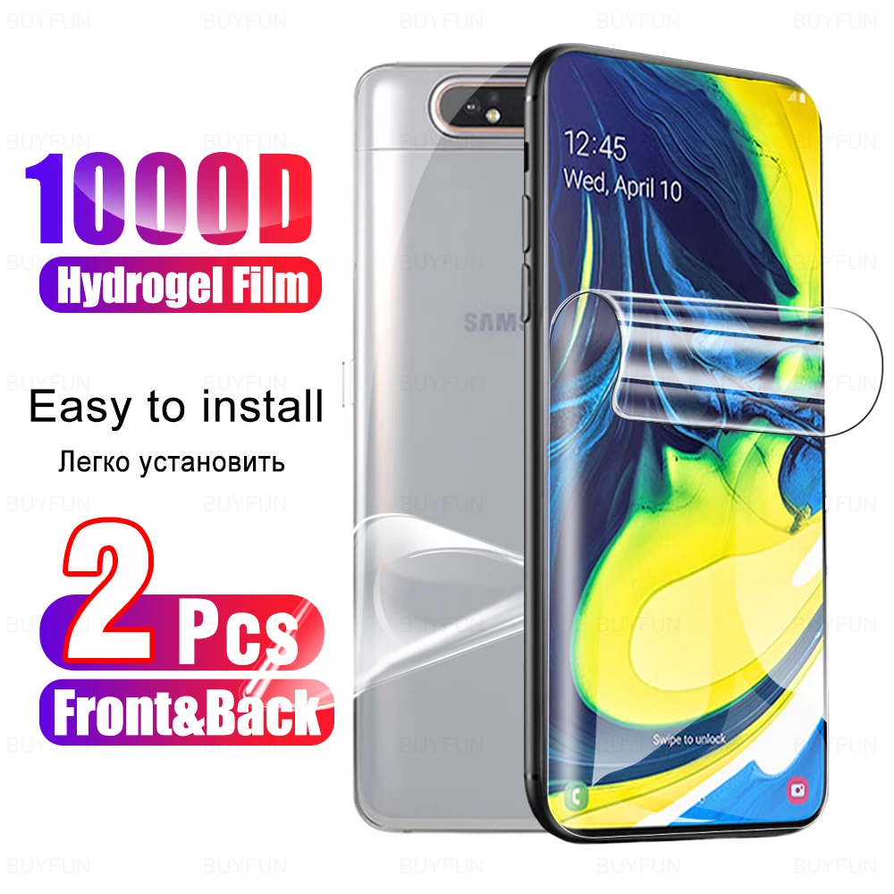 2 шт полная защита экрана и задняя Гидрогелевая пленка для Samsung Galaxy A80 A81 A91 A8 Plus 2018