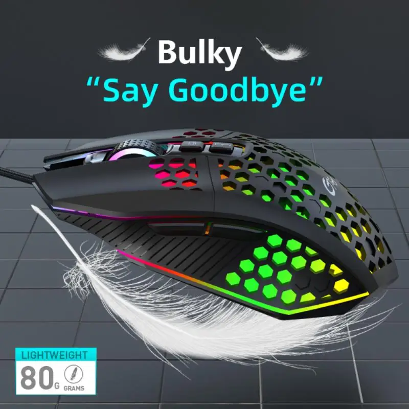 

White/black X801 7 Buttons USB Wired Hollow Mouse 6 Speed 8000 DPI Adjustable Lighting Gaming Mouse For Computer PC Laptop