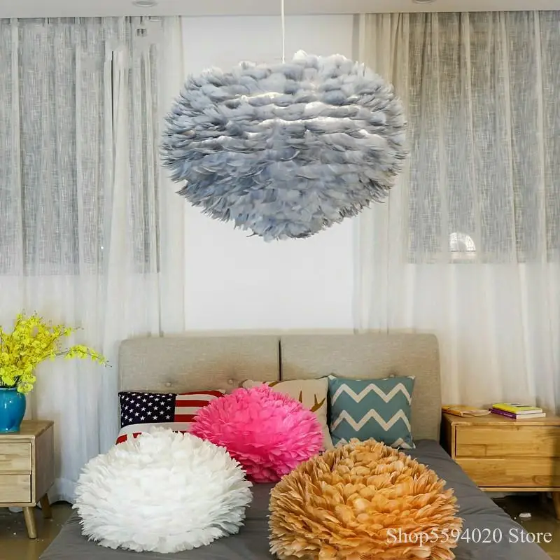 Романтические подвесные светильники с перьями для спальни гостиной подвесной