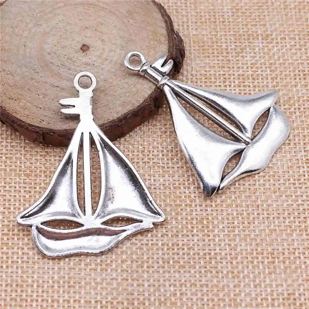

Jewelery Pendants Making Charms For Jewelry 4pcs Big Sailboat Charms 49x39mm Antique Silver Plated