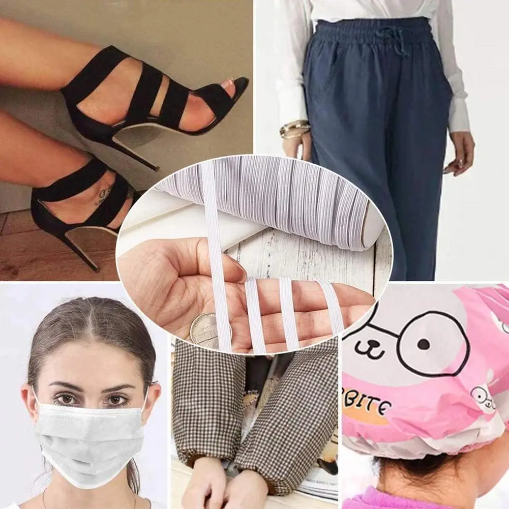 144 ярдов 6 мм эластичная лента белый черный нейлоновый резиновый шнур оплетка