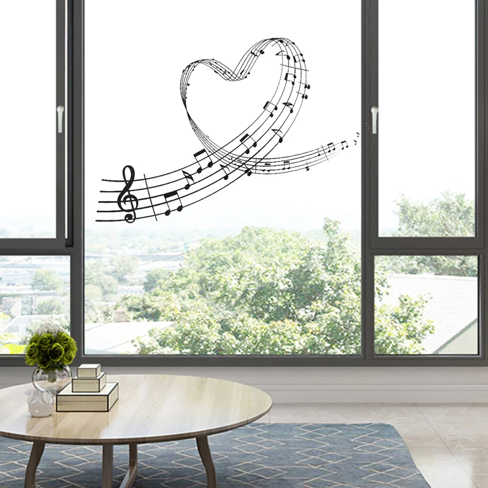 Настенные Стикеры для комнатной комнаты обои музыкальные ноты любовь сердце