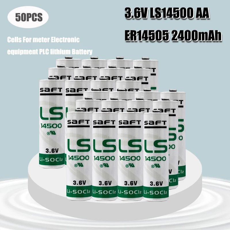 50PCS SAFT LS14500 Water Meter Electricity Meter PLC Facility Equipment Battery 3.6V Lithium Battery made in France