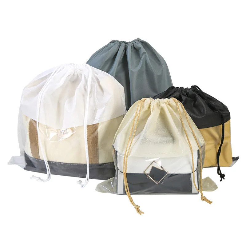 5pcs Non-woven Drawstring Storage Bags Pocket Drawstring  Dust-proof Convenient Home Supplies Clothing Organizer