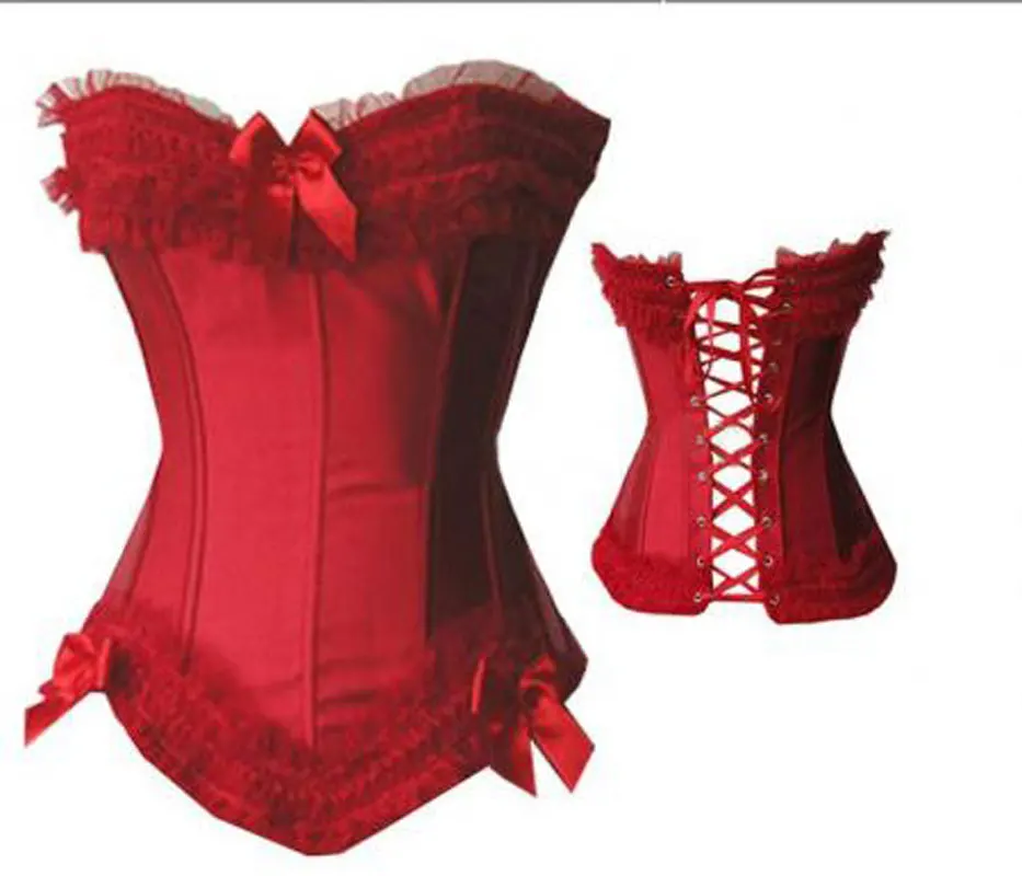 

Women Burlesque Dancer Dress Witch Halloween Sexy Lingerie Underbust Bustier Corset 070 RED XL