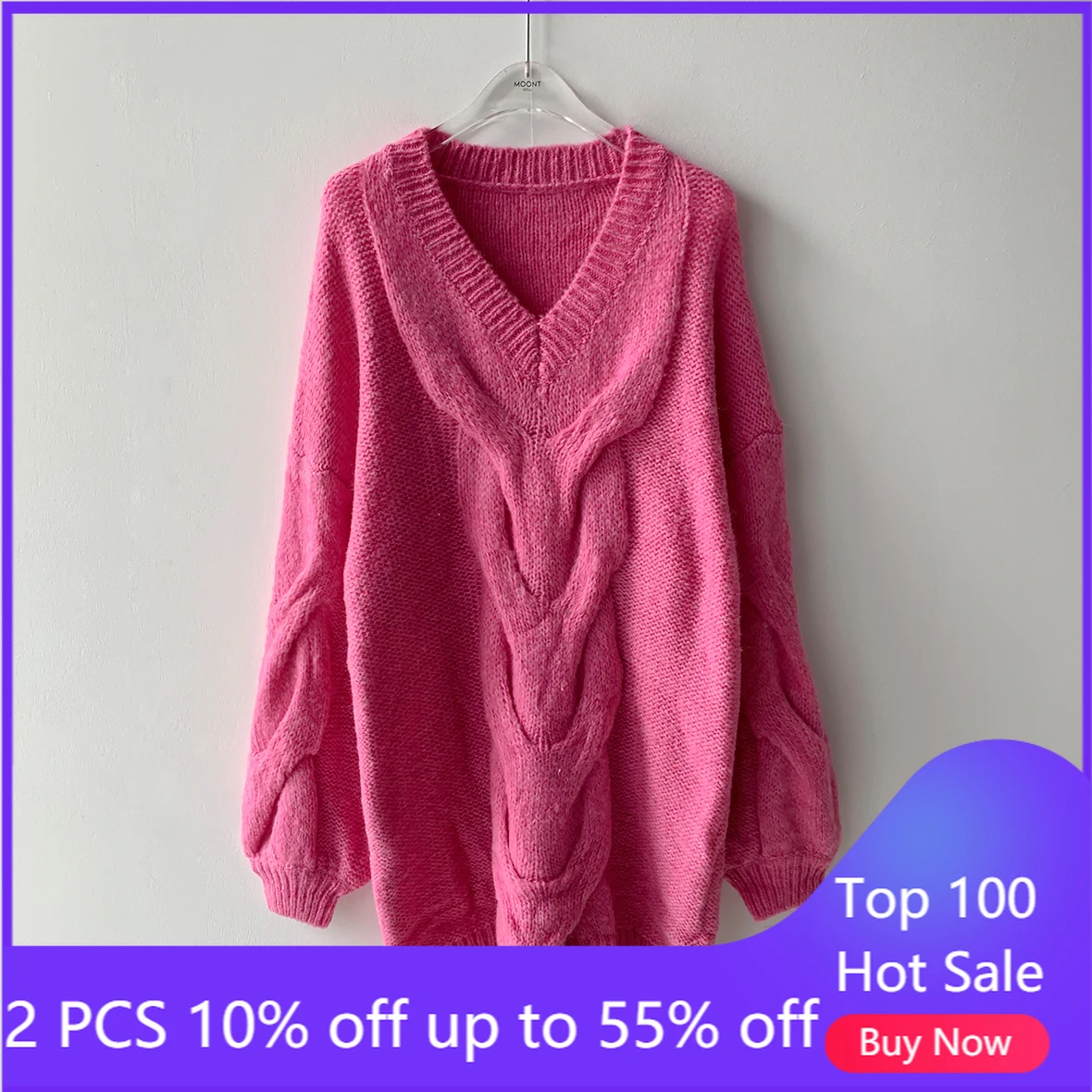 

Шикарный белый Свободный вязаный свитер с V-образным вырезом для женщин, пуловер на осень и зиму 3585 #