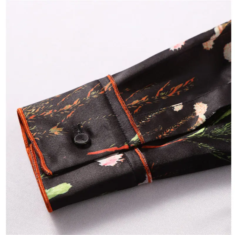 

HziriP Vintage All Match Chiffon Bow Lace-Up Gentle 2020 Hot Sale Casual Printed Retro Chic Women's Long Sleeves Plus Shirts