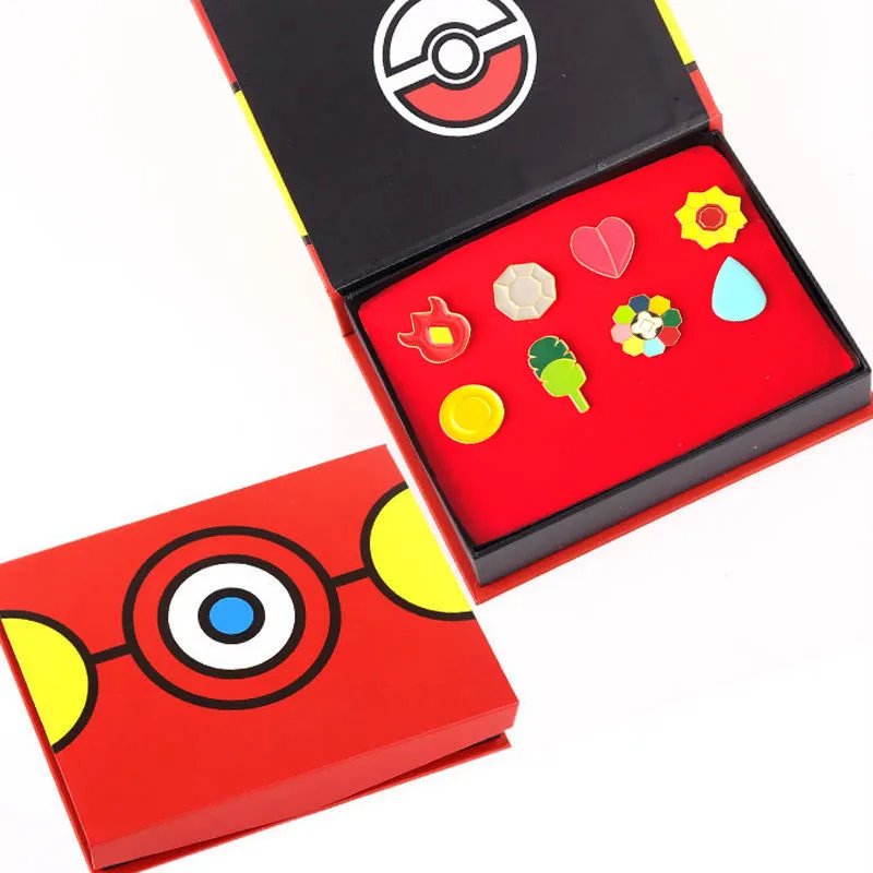 Горячая Косплей Poke значки Gym в коробке Индиго Лига набор Kanto значок Pin 8 шт