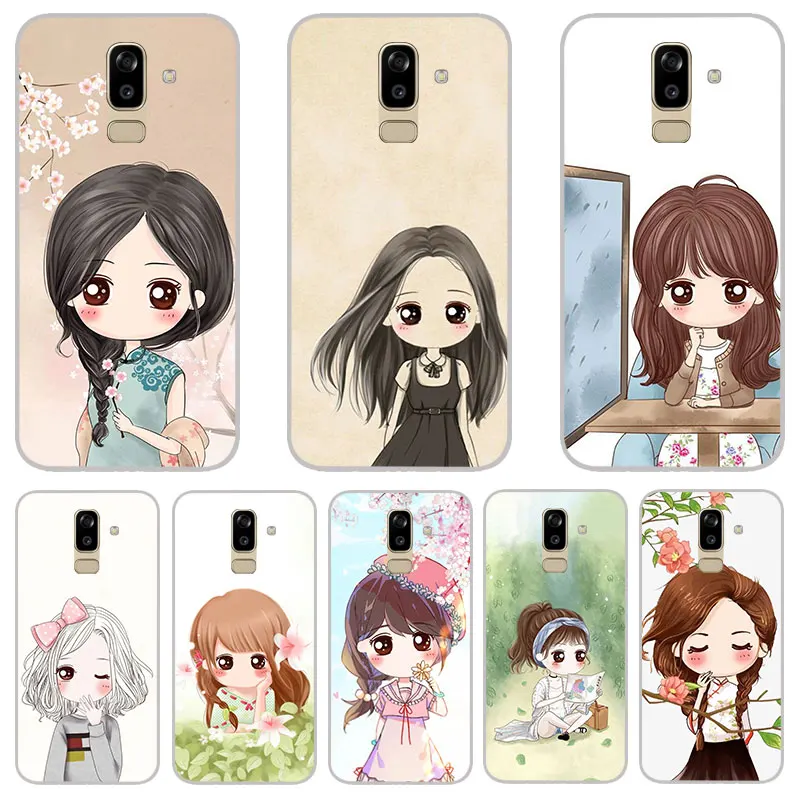 fashion cartoon cute girl Matte Silicone Cases For Samsung galaxy J3 J5 J7 A3 A5 A7 2016 2017 TPU Phone Case back Cover |