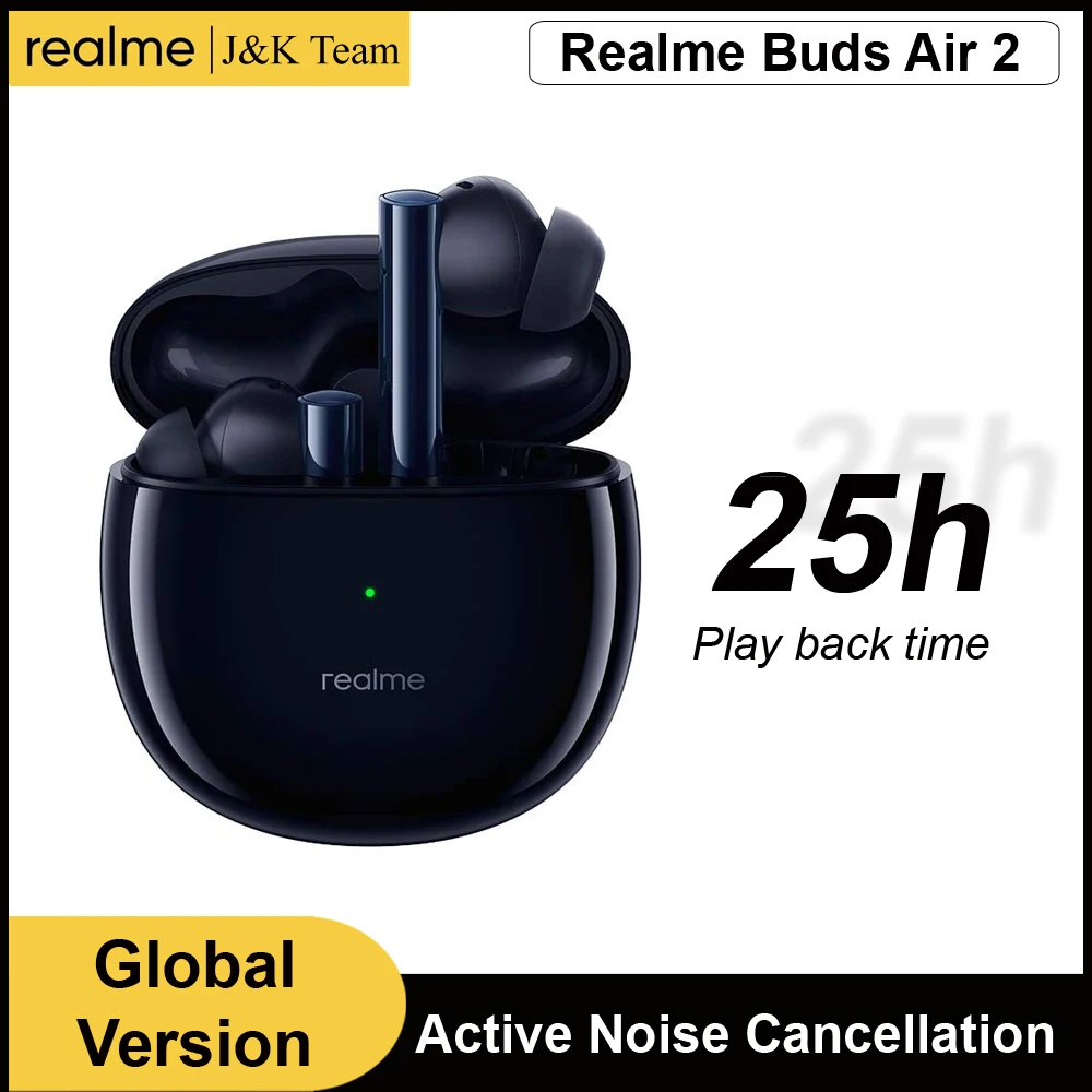  Realme Buds Air 2 Беспроводные наушники, беспроводные наушники Bluetooth 5,2,25 часов воспроизведения, наушники с шумоподавлением 